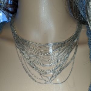 Multi Stand Liquid Silver Necklace